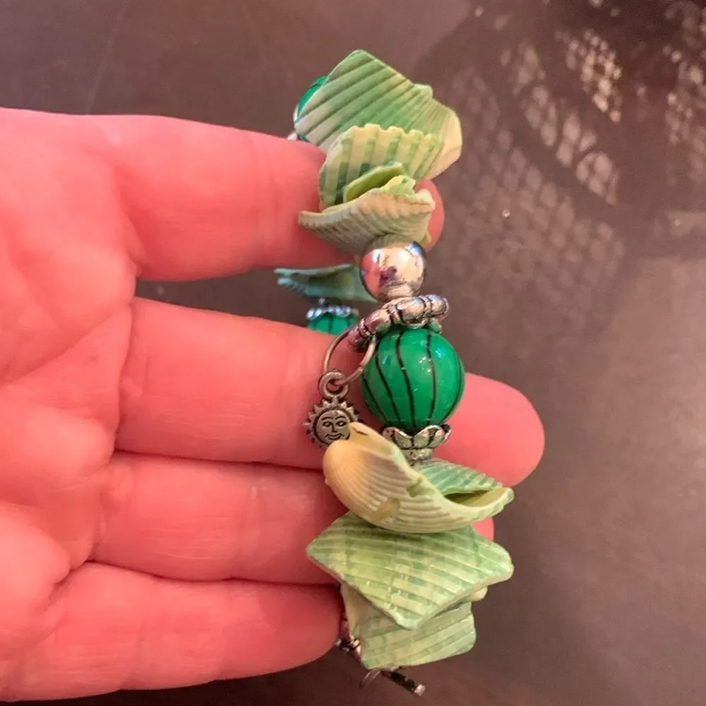 Green Chunky Bracelet with Charms